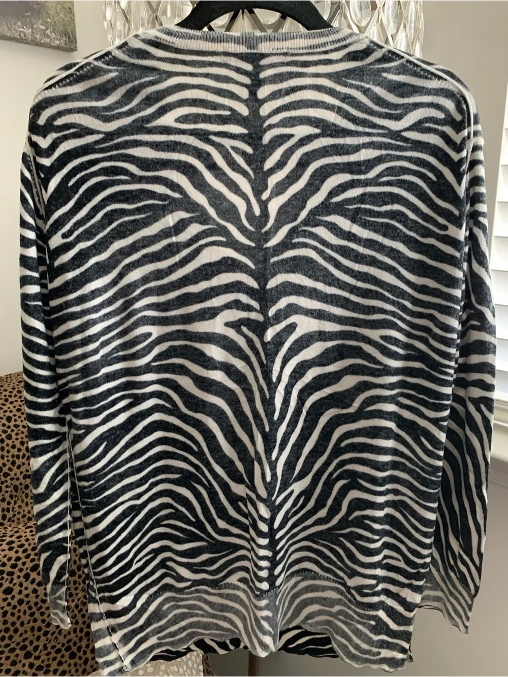 Michael Kors Black & White Zebra V-Neck Sweater